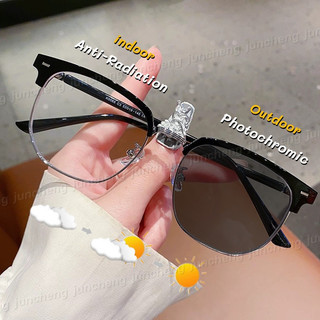 Nửa khung Photochromic Chống Bức Xạ Cho Kính Unisex Khung Đen Chống Ánh Sáng Xanh Cận Thị Kính Mắt