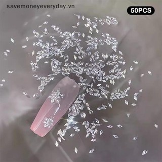 [savemoneyeveryday] 50 Bộ sưu tập kim cương giả pha lê lấp lánh quyến rũ màu sắc hỗn hợp Phụ kiện trang trí móng tay sang trọng [vn]