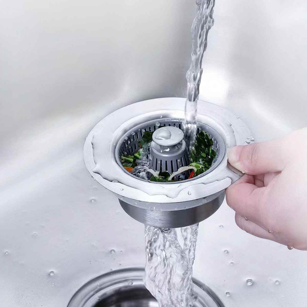 Bộ Lọc Rác Bồn Rửa Bát - Ngăn mùi hôi côn trùng, Nút chặn thoát nước, Khay giỏ lọc thức ăn thừa