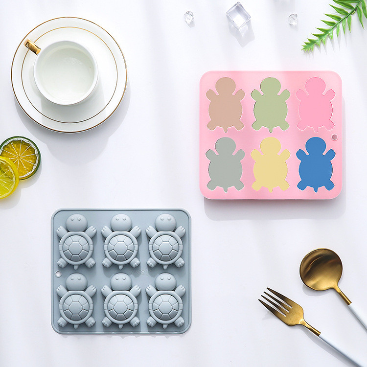 6 Khoang Khuôn Silicon Hình Rùa Thạch Sô Cô La Pudding Khuôn Đá Viên Epoxy Khuôn Hướng Dẫn Dán Khuôn DIY Khuôn Nướng Bánh