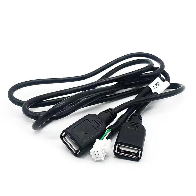 Tmoy Đa Phương Tiện Máy Nghe Nhạc Ô Tô Dây Dây Cắm Kết Nối 6 Pin Dual USB Giao Diện Cáp Adapter Cho Android Radio Navigation TCS