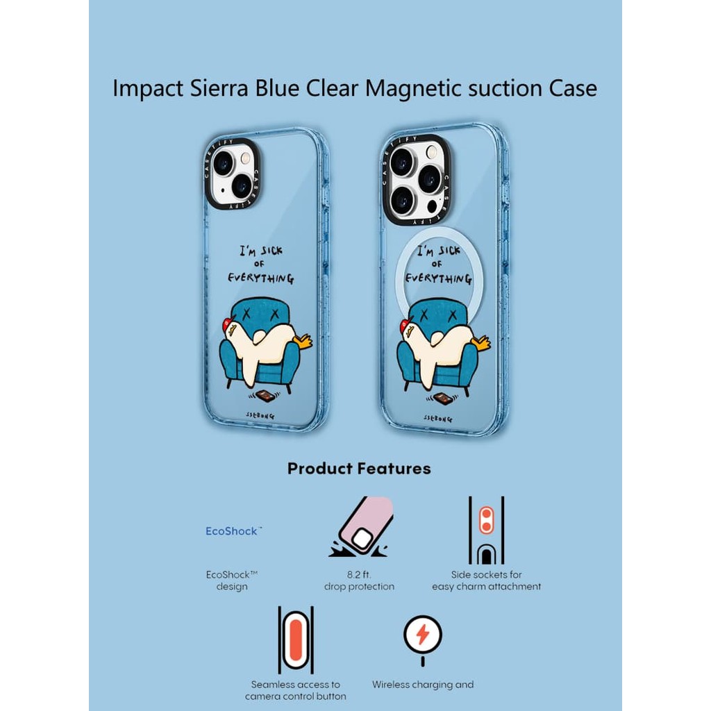Casetify X Tôi chán mọi thứ Sierra Blue Hút từ tính Ốp lưng Acrylic cứng cho Apple IPhone 12 13 14 15 16 Pro Max Plus Có hộp
