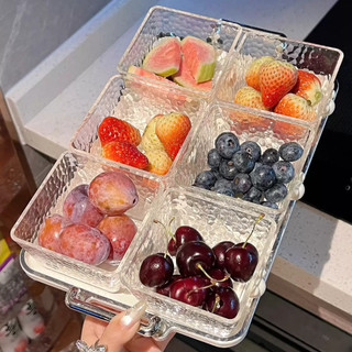 Khay Đựng Mứt Tết Bánh Kẹo Chia Ngăn, Hũ Đựng Hoa Quả Nắp Núm Tròn Nhựa Vân Kim Cương Sang Trọng