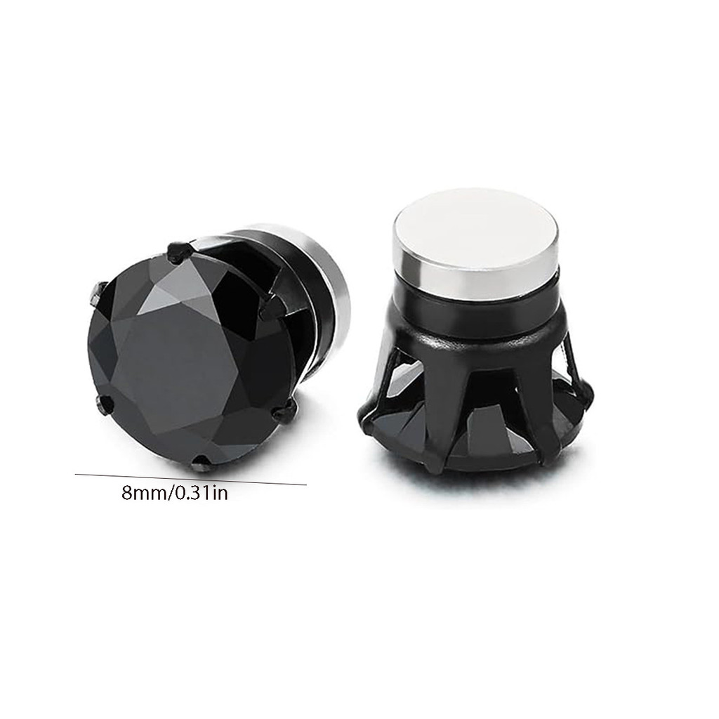 Bông tai Zircon sáu móng tay nam châm bằng thép không gỉ thời trang không xỏ khuyên dành cho nam nữ