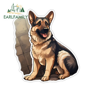 EARLFAMILY 13cm Chó Chăn Chiên Chibi Xe Dán Campervan Ván Lướt Sóng JDM Vinyl Decal Cá Tính Tắc Xước Chống Thấm Nước Phụ Kiện Xe Hơi