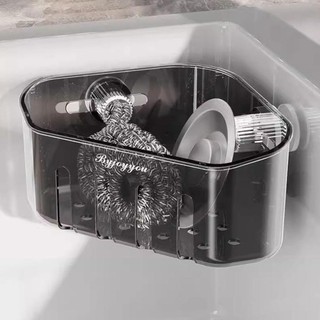 Kệ góc cốc hút phòng tắm SEYAWSON, Giá thoát nước bồn rửa xoay đa chức năng, Giá đỡ bọt biển treo tường tiện lợi chất lượng cao Phòng tắm