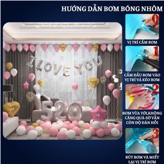 Set Trang Trí Sinh Nhật Bằng Bóng Bay Màu Hồng Nhạt SNNL- Hồng 14
