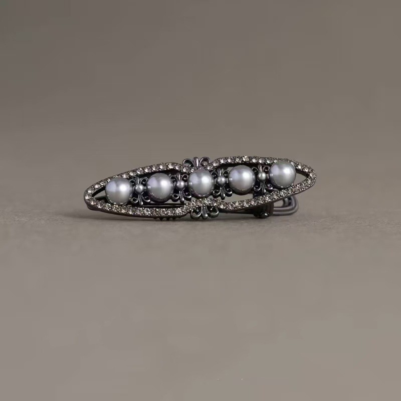 Mauropoli [Sẵn sàng] Màu mờ ban đêm ~ Kẹp ngắn Mini màu đen sang trọng Tính khí Retro kiểu Pháp Nổ Kẹp tóc Phụ kiện đầu đơn giản