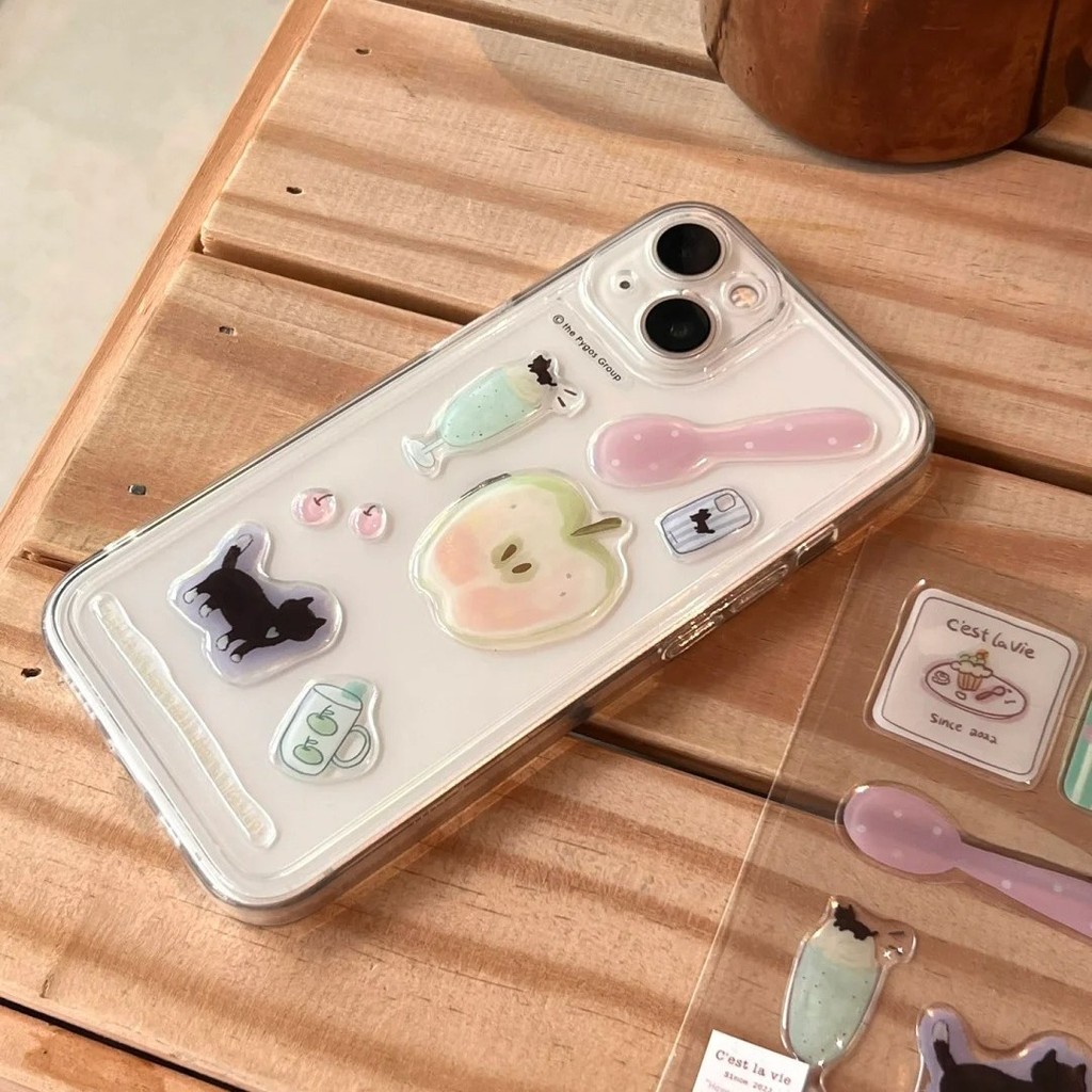 Hình dán thạch xanh ba chiều cho máy tính mèo đáng yêu Instagram Tự làm vỏ điện thoại di động giá trị cao trang trí máy tính bảng