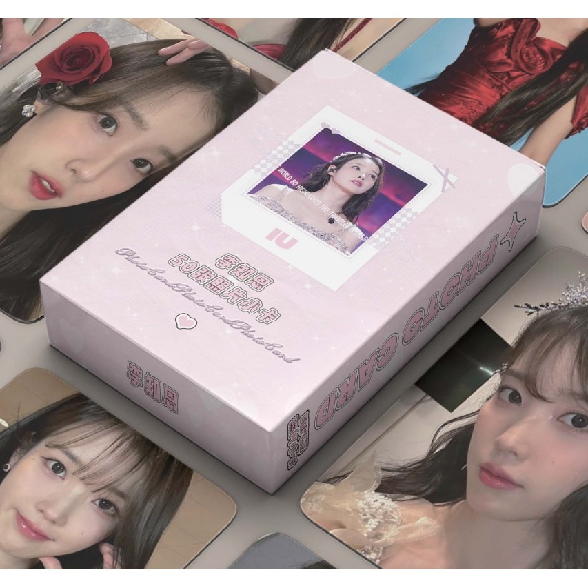 50-55 Cái / hộp IU World Tour Mùa Chiến Thắng Lời Chúc Mừng Photocards Laser Holographic Lomo Cards Kpop Hologram Bưu Thiếp YM
