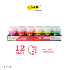 Bộ Màu vẽ, màu nước, màu poster Thiên Long WACO-05 Waco 05 hộp 12 màu x 15ml.