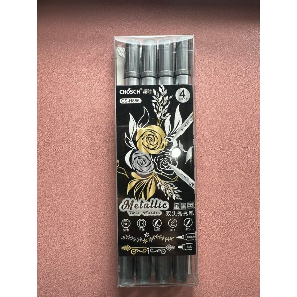 [ HÌNH THỰC TẾ ] Bút marker, bút dạ, bút nhũ Metallic Marker Chosch CS-H886 viết thiệp, vẽ trang trí sổ handmade DIY.