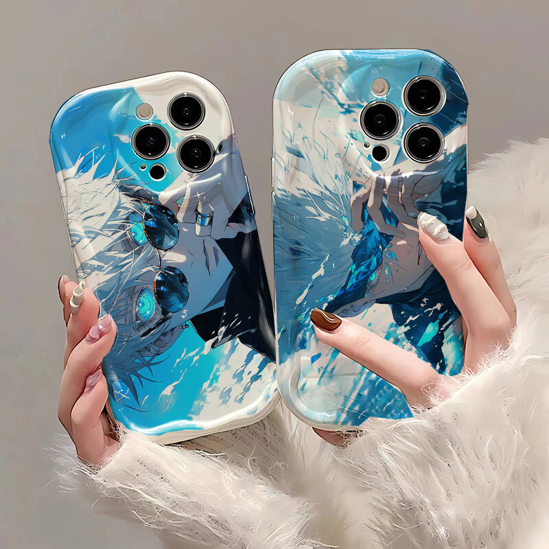 Anime Jujutsu Kaisen Gojo Satoru Dành Cho OPPO A78 A98 A79 5G A58 A38 A18 F9 F11 A1K Reno 4 7 7Z 8 Pro 8T 5G Reno 5 Lite Realme 11 4G Vỏ Kem Vồng Cạnh Camera Bảo Vệ