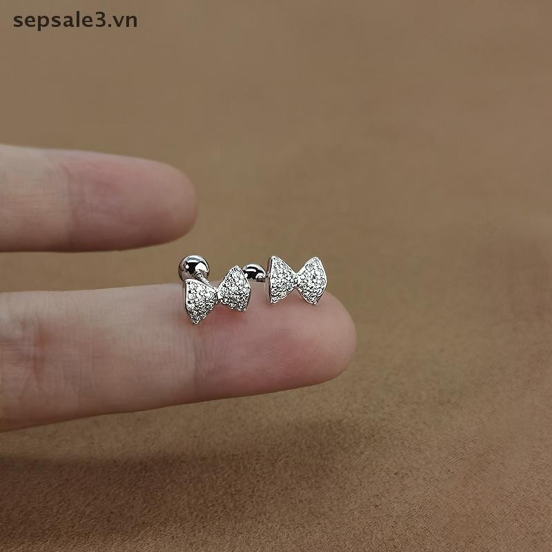 # VN # Bông tai nơ nhỏ quyến rũ dành cho nữ Kẹp tinh tế Vít xương tai dễ thương Xu hướng thời trang Trang sức tai bé gái.