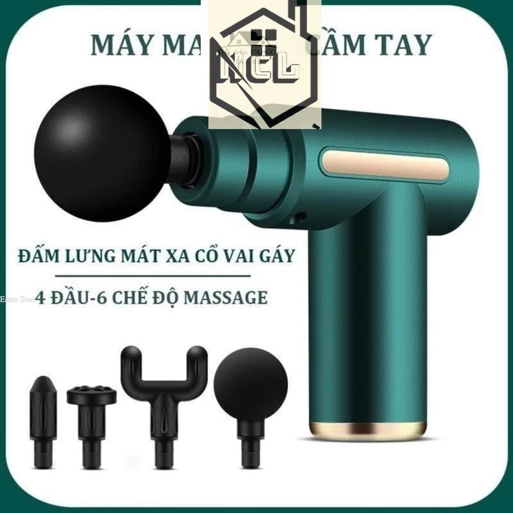MÁY MASSAGE CẦM TAY , Máy massage cầm tay mini đấm lưng mát xa trị liệu cổ vai gáy 4 đầu 6 chế độ