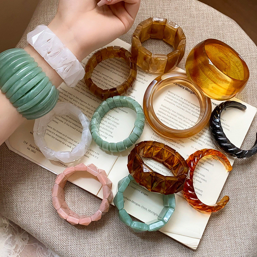 [Jewbeauty] Vòng tay hở miệng hình bầu dục Acrylic thiết kế vòng tay đơn giản thời trang và cá tính dễ kết hợp với phụ kiện cầm tay