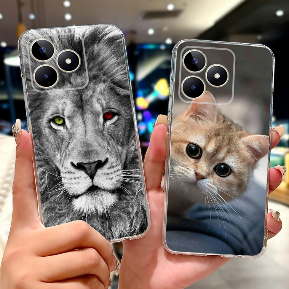 Dành Cho Realme Note 50 RMX3834 Ốp điện thoại Realme Narzo N53 RMX3761 Rõ Ràng Sang Trọng Bướm Tình Yêu Thời Trang Hoa Thoáng Mát Đẹp Trai Sư Tử Sơn