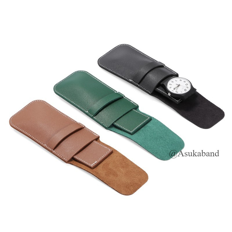 Túi đựng đồng hồ bằng da chống thấm nước Người tổ chức Phụ kiện đồng hồ Túi quà tặng chống bụi Flannelette Túi da PU Trang sức Đồng hồ Túi lưu trữ Ngày của Cha Đen Xám Nâu Xanh