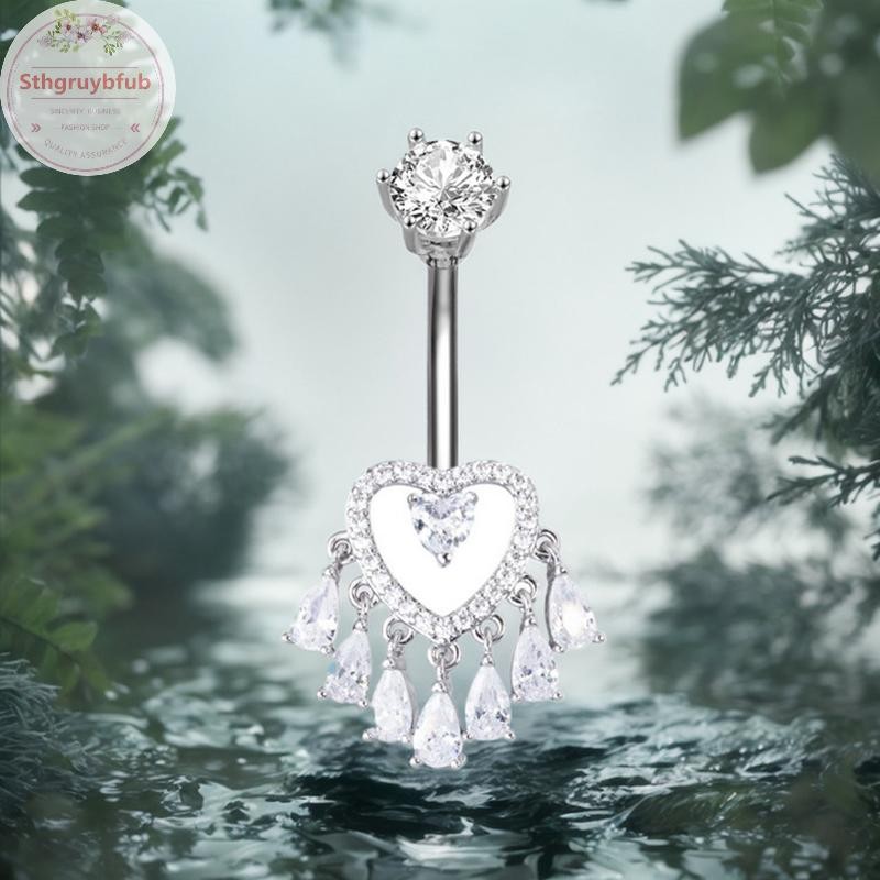 STHB Trái Tim Nơ Zircon Bụng Nút Nhẫn Rốn Xuyên Kim Cương Giả sels Bụng Thanh Dành Cho Nữ Trang Sức Cơ Thể VN