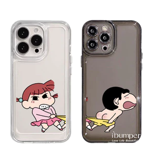 ibumpers Ốp Điện Thoại iPhone Phim Hoạt Hình Vui Nhộn Cặp Đôi Crayon Shin Chan Họa Tiết Cặp Đôi Ốp Lưng Trong Suốt TPU Mềm Chống Sốc Cho IPhone 16 15 14 12 13 11 Pro Max IP 7 8 Plus X XS XR