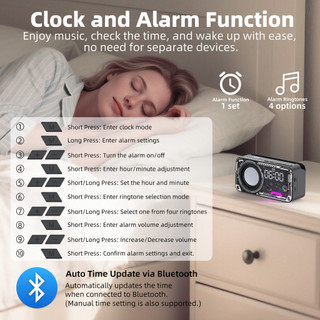 Loa báo thức không dây Bluetooth 5.3 GOOJODOQ Thiết kế kiểu dáng cơ học Màn hình LED hiển thị thời gian với đèn RGB