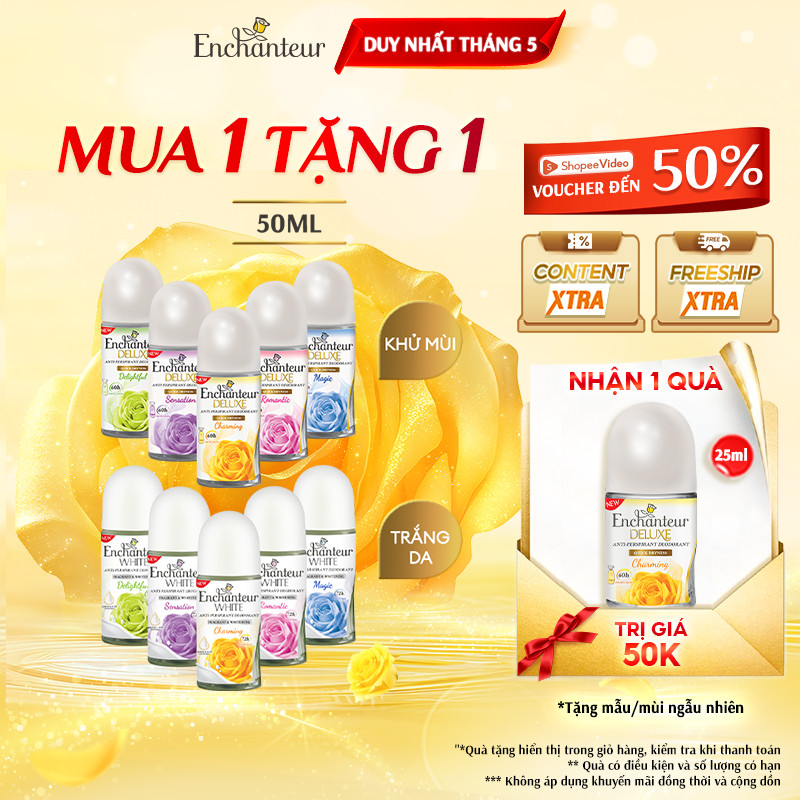 Ảnh Lăn khử mùi Enchanteur trắng da / hương nước hoa Pháp tinh tế, không để lại vệt ố vàng 50ml 1
