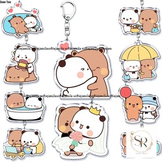 Móc khóa tình yêu Bubu Dudu dễ thương, cặp đôi gấu panda acrylic, phụ kiện túi xách, móc khóa trang sức, quà tặn