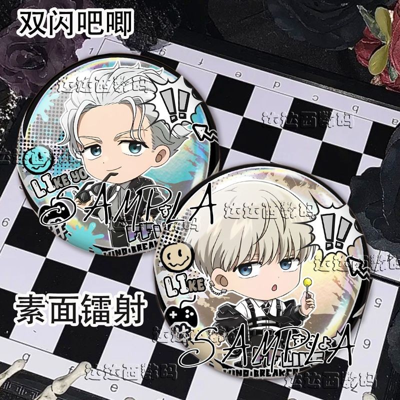 Huy hiệu phản quang lấp lánh WIND BREAKER – Trâm cài ghim Sakura Haruka & Yui Akihiko 58mm