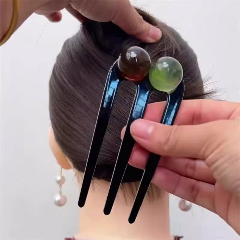 Kẹp tóc ba răng đính cườm Đầu sau Tóc Tính khí thời trang