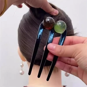 Kẹp tóc ba răng đính cườm Đầu sau Tóc Tính khí thời trang