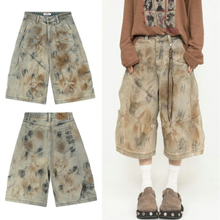 Quần short denim nam GKSSS thời trang và phổ biến của Mỹ cổ điển đường phố cao cấp bẩn thiết kế phong cách trung tính