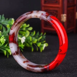 Vòng Tay Ngọc Bích Đính Đá Máu Tự Nhiên - Phù Hợp Cho Nữ