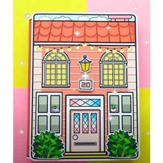 Đô chơi giấy, đồ chơi thủ công Ngôi nhà táo đỏ toca boca búp bê giấy cady home paper