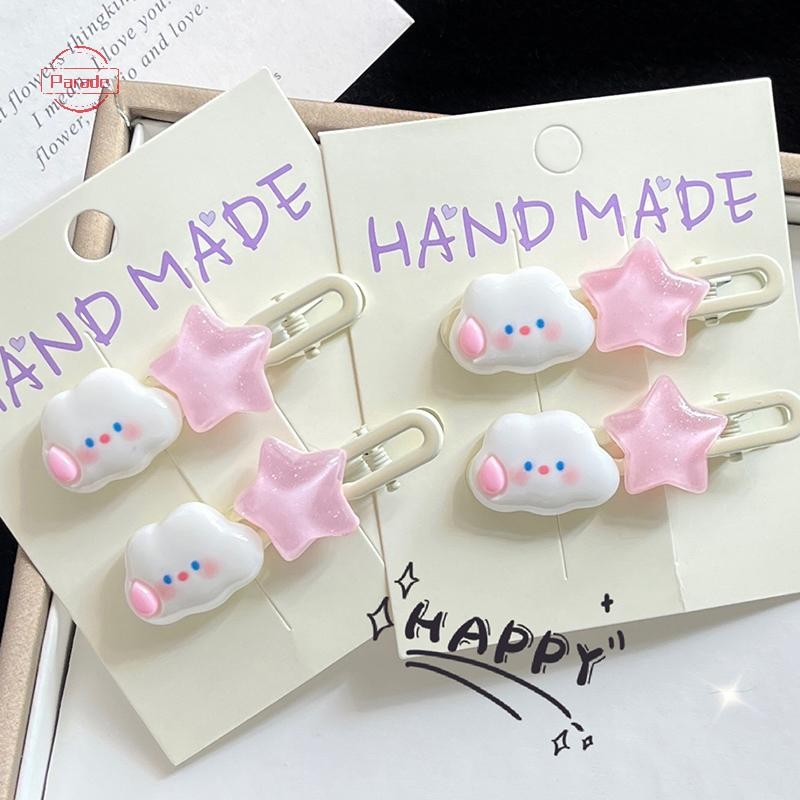 Cuộc diễu hành Đáng Yêu Đám Mây Ngọt Ngào Ngôi Sao Dễ Thương Màu Hồng Pentagram Kẹp Tóc Nữ Tính Bên Nổ Kẹp Mũ Phụ Kiện Tóc VN