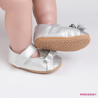 Mg-baby Girls Mary Jane Flats Long Lanh Thái Nơ Đầm Giày Chống Trơn Trượt Sơ Sinh Cũi Giày