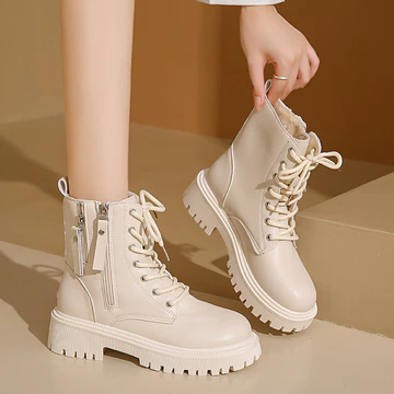 35-42 Size Lớn Giày Nữ Phong Cách Anh Quốc Giày Bốt Martin Ống Ngắn Xe Máy Giày Bốt Cotton Retro Nữ Nữ Nữ Ngắn Nữ Ngắn Bốt