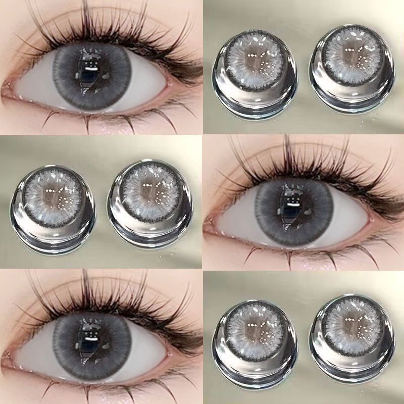 [0.00--6.00] Kính áp tròng Set 2 chiếc Ống kính áp tròng màu xám 14,5mm một năm 01