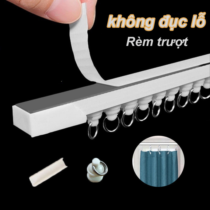 Thanh treo rèm dán tường chịu lực,  không cần khoan tường，thanh treo quần áo, ray trượt đa năng tiện lợi treo rèm cửa