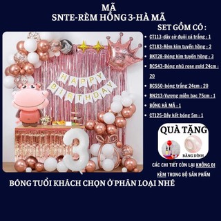 Set Bóng Trang Trí Sinh Nhật Tuổi Meo,tuổi Mão, thôi nôi, 12 con giáp cho bé gái - bé trai SNTE-RÈM HỒNG 3-HÀ MÃ Cao su