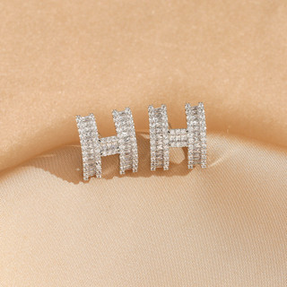đây chuyển nhượng bạc nữ S925 chính kim Viện moissanite cao cấp trong cách điện bông tai cao cấp chữ H S62