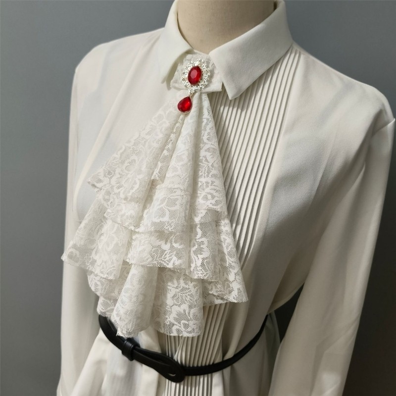 Coo Gothic Ren Ruffle Cổ Giả Jabot Victoria Steampunk Cổ Phụ Kiện