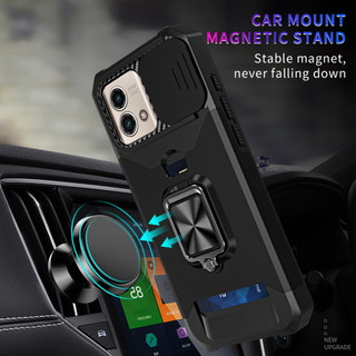 Dành Cho Motorola Moto G Stylus 5G 2023 Ốp Lưng Có Trượt Camera Bao Đựng Thẻ Nhẫn Chân Đế Chịu Lực Bảo Vệ Mỏng Bao Da