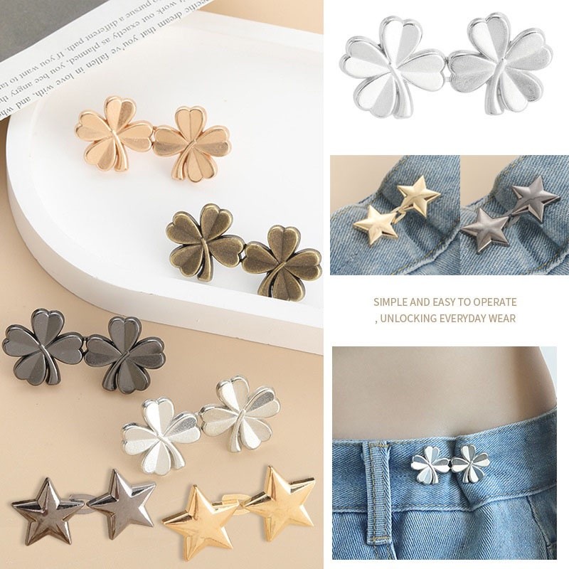 [Yunyuan] Khóa thắt lưng ngôi sao nhỏ Thắt lưng Cinch Magic Tool Nút có thể tháo rời Không cần đinh Seam Jeans Eo Thay đổi lớn Quần nhỏ Eo