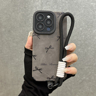 Ốp điện thoại di động dây buộc da lộn màu xám sang trọng cho iPhone16 15 14 13 12 11 Pro MAX IXS MAX XR XS 7 8 Plus bảo vệ camera chống sốc chống rơi mặt sau mềm