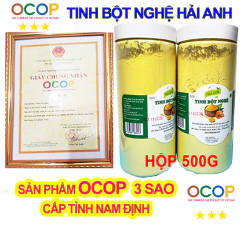 OCOP Tinh bột nghệ Hải Anh (hộp 500g), bột nghệ vàng, đạt chuẩn OCOP 3 sao tỉnh Nam Định, chất lượng