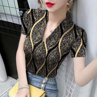 54% Tỷ Lệ Mua Lại Cổ Chữ v Áo Thun Nữ Tay Ngắn 2026 Phong Cách Phương Tây Slim-Fit Mỏng Hơn Nhìn Ice Silk Đáy