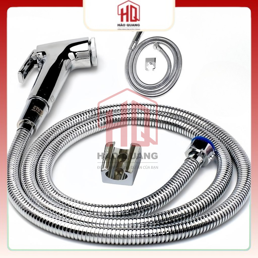 Bộ Vòi Xịt Vệ Sinh Mạ Crom Cao Cấp Kèm Dây Dẫn & Đế Cài – Dùng Cho Bồn Cầu Toilet