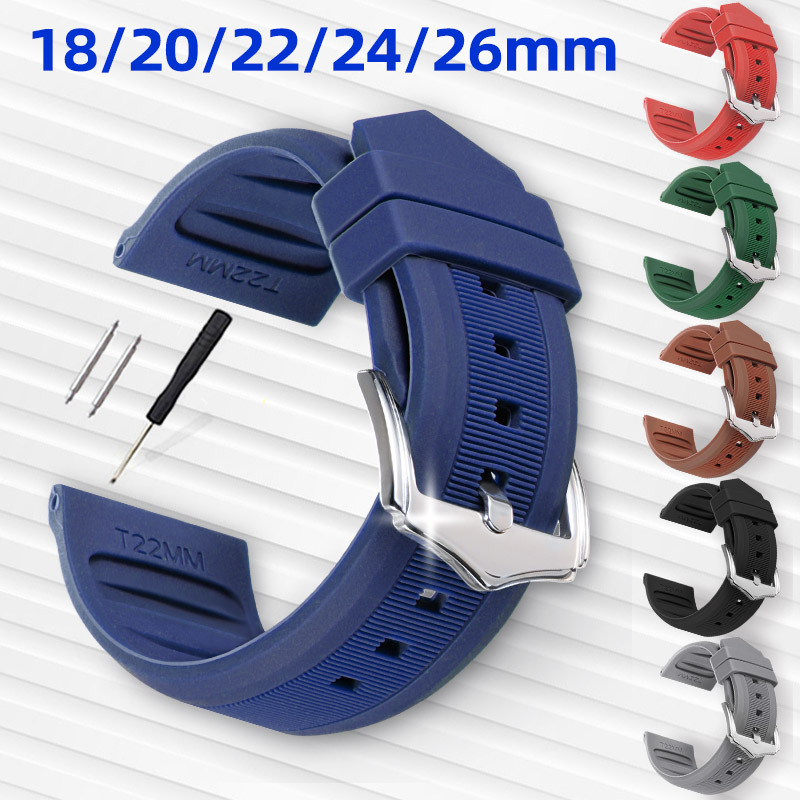 Dây đeo đồng hồ silicon chống nước cho Seiko Diver Lặn Skx007 Skx009 Cá ngừ 18mm 20mm 22mm 24mm 26mm Cao su WatchBand Vòng đeo tay thể thao nam nữ Dây đeo cổ tay