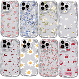 Smile Daisy Mùa Hè Hoa Nơ Anh Đào Vỏ Cho Samsung Galaxy S23 S24 S25 Plus S22 Ultra 5G S20 FE Vỏ Hoa Trong Suốt Chống Sốc Camera Bảo Vệ Kem Silicon Viền Sóng