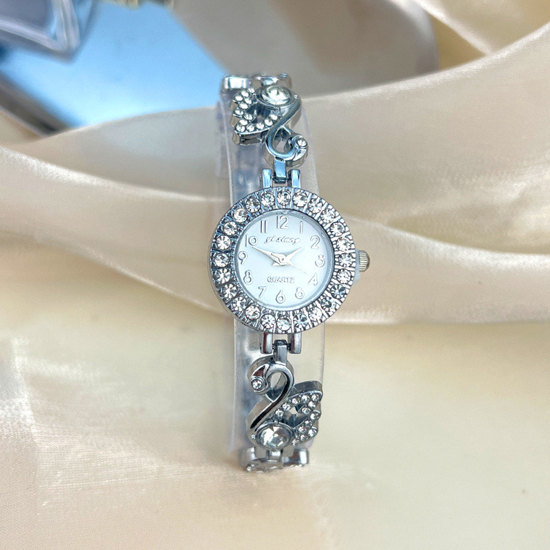 Đồng hồ nữ Bộ kim cương Swan Swarovski Vòng tay Đồng hồ đeo tay nữ Mặt số nhỏ Đồng hồ thạch anh đơn giản